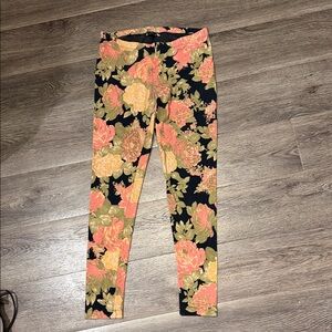 Talula Floral Leggings - Black, Pink, Green